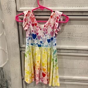 MACARON + MecHeart Print Dress with Pink, Purple, and Blue